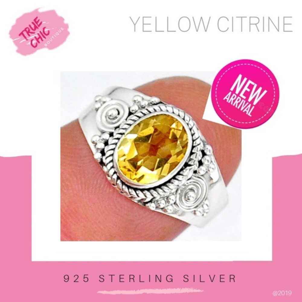 Faceted Yellow Citrine Ring